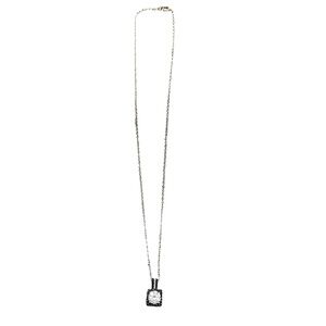 Elegant Silver Necklace with Black Crystal Pendant
